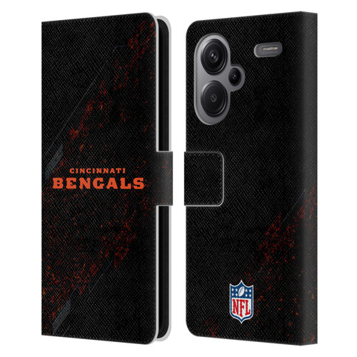 NFL Cincinnati Bengals Logo Blur Leather Book Wallet Case Cover For Xiaomi Redmi Note 13 Pro Plus 5G
