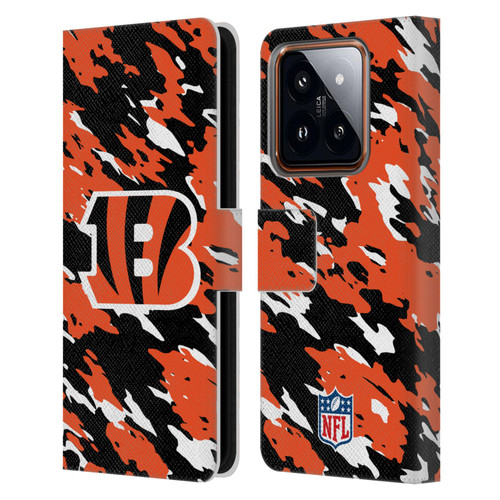 NFL Cincinnati Bengals Logo Camou Leather Book Wallet Case Cover For Xiaomi 14