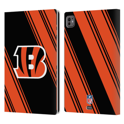 NFL Cincinnati Bengals Artwork Stripes Leather Book Wallet Case Cover For Apple iPad Pro 11 M4 2024