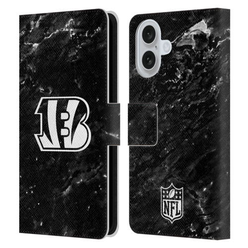 NFL Cincinnati Bengals Artwork Marble Leather Book Wallet Case Cover For Apple iPhone 16