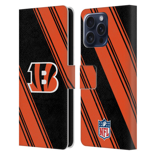NFL Cincinnati Bengals Artwork Stripes Leather Book Wallet Case Cover For Apple iPhone 16 Pro Max