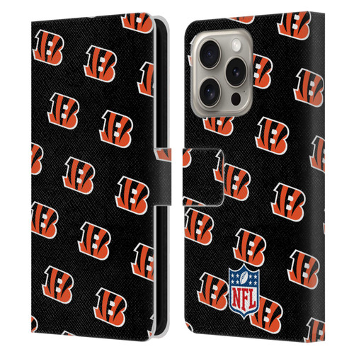 NFL Cincinnati Bengals Artwork Patterns Leather Book Wallet Case Cover For Apple iPhone 16 Pro