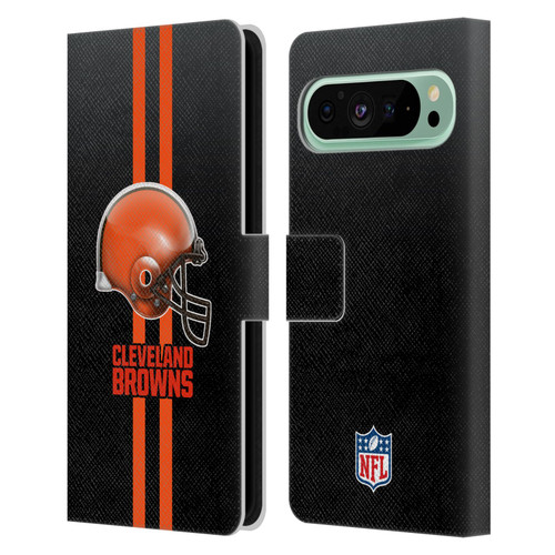 NFL Cleveland Browns Logo Helmet Leather Book Wallet Case Cover For Google Pixel 9 Pro XL