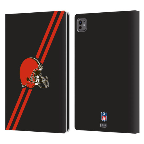 NFL Cleveland Browns Logo Stripes Leather Book Wallet Case Cover For Apple iPad Pro 11 M4 2024