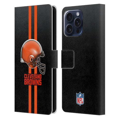 NFL Cleveland Browns Logo Helmet Leather Book Wallet Case Cover For Apple iPhone 16 Pro Max