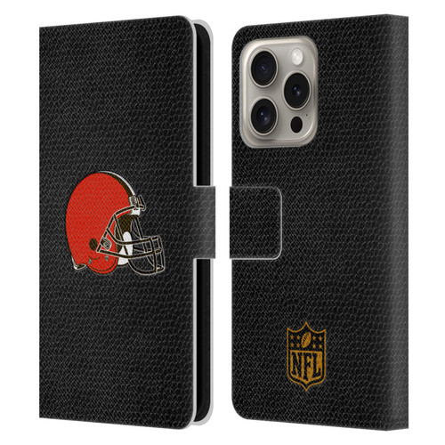 NFL Cleveland Browns Logo Football Leather Book Wallet Case Cover For Apple iPhone 16 Pro