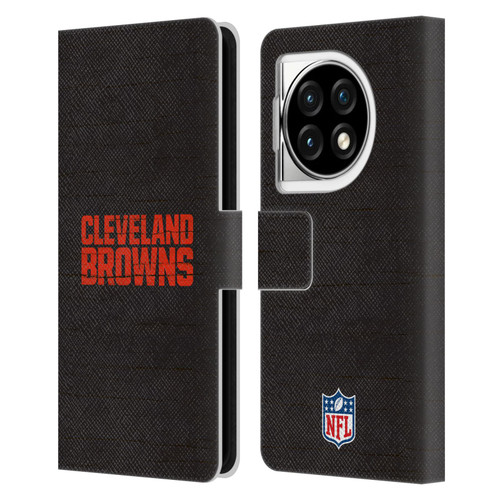 NFL Cleveland Browns Logo Distressed Look Leather Book Wallet Case Cover For OPPO OnePlus Ace 3 5G