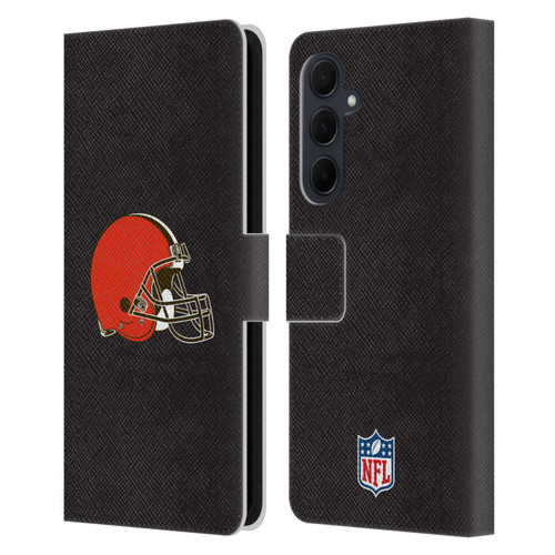 NFL Cleveland Browns Logo Plain Leather Book Wallet Case Cover For Samsung Galaxy A35 5G