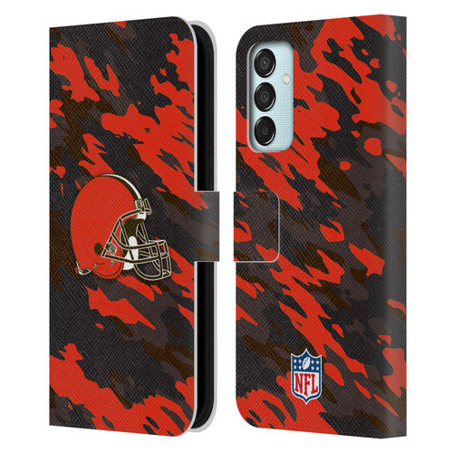 NFL Cleveland Browns Logo Camou Leather Book Wallet Case Cover For Samsung Galaxy M15/F15 5G