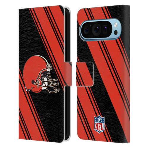 NFL Cleveland Browns Artwork Stripes Leather Book Wallet Case Cover For Google Pixel 9 / Pixel 9 Pro