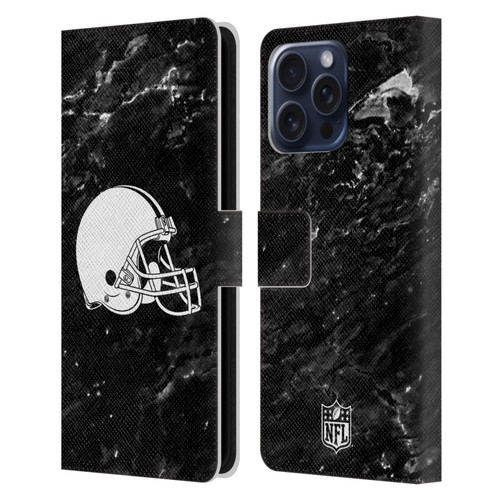 NFL Cleveland Browns Artwork Marble Leather Book Wallet Case Cover For Apple iPhone 16 Pro Max