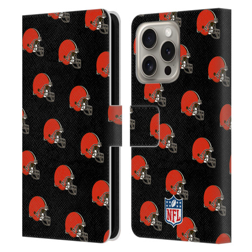 NFL Cleveland Browns Artwork Patterns Leather Book Wallet Case Cover For Apple iPhone 16 Pro
