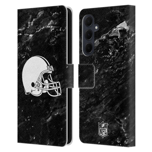 NFL Cleveland Browns Artwork Marble Leather Book Wallet Case Cover For Samsung Galaxy A35 5G