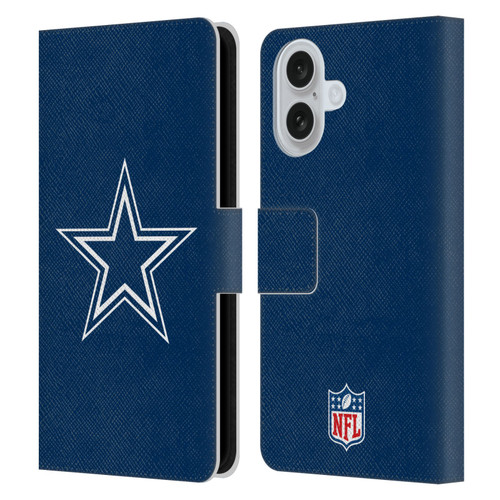 NFL Dallas Cowboys Logo Plain Leather Book Wallet Case Cover For Apple iPhone 16