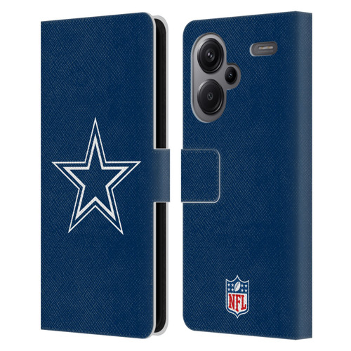 NFL Dallas Cowboys Logo Plain Leather Book Wallet Case Cover For Xiaomi Redmi Note 13 Pro Plus 5G