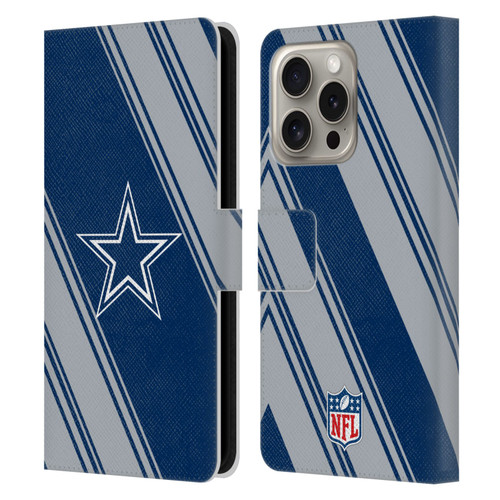 NFL Dallas Cowboys Artwork Stripes Leather Book Wallet Case Cover For Apple iPhone 16 Pro