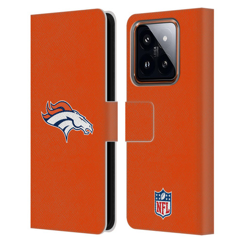 NFL Denver Broncos Logo Plain Leather Book Wallet Case Cover For Xiaomi 14