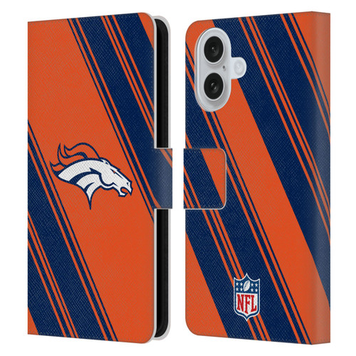 NFL Denver Broncos Artwork Stripes Leather Book Wallet Case Cover For Apple iPhone 16