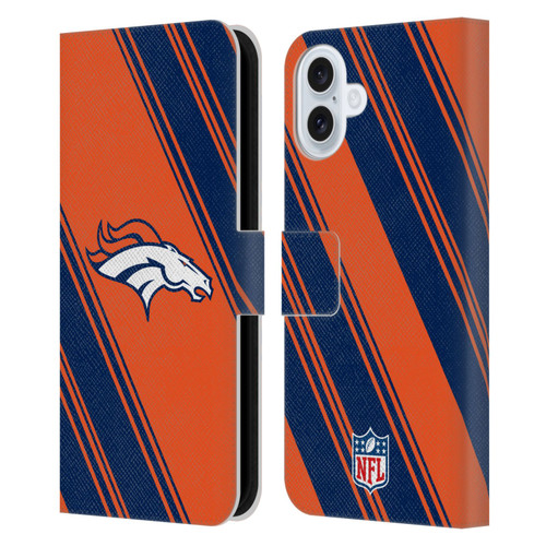 NFL Denver Broncos Artwork Stripes Leather Book Wallet Case Cover For Apple iPhone 16 Plus