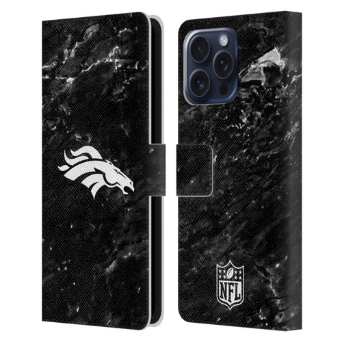 NFL Denver Broncos Artwork Marble Leather Book Wallet Case Cover For Apple iPhone 16 Pro Max