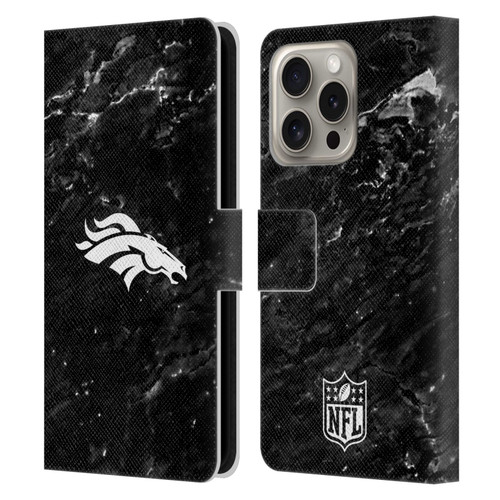 NFL Denver Broncos Artwork Marble Leather Book Wallet Case Cover For Apple iPhone 16 Pro