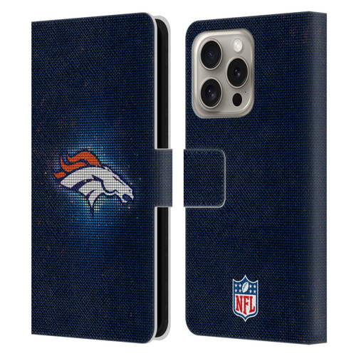 NFL Denver Broncos Artwork LED Leather Book Wallet Case Cover For Apple iPhone 16 Pro