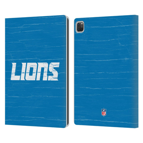 NFL Detroit Lions Logo Distressed Look Leather Book Wallet Case Cover For Apple iPad Pro 13 M4 2024