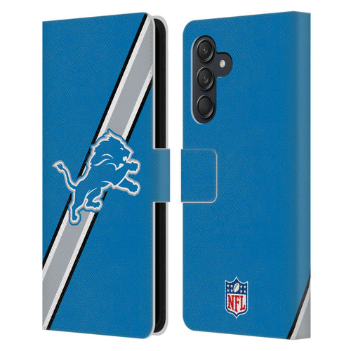 NFL Detroit Lions Logo Stripes Leather Book Wallet Case Cover For Samsung Galaxy M55 5G