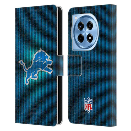 NFL Detroit Lions Artwork LED Leather Book Wallet Case Cover For OnePlus 12R