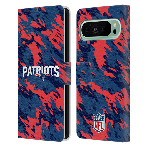 NFL New England Patriots Logo Camou Leather Book Wallet Case Cover For Google Pixel 9 Pro XL