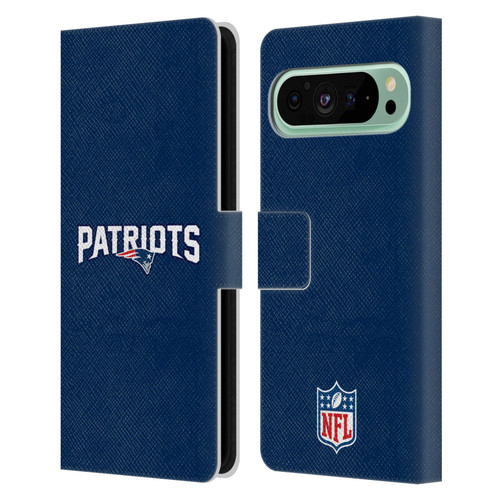 NFL New England Patriots Logo Plain Leather Book Wallet Case Cover For Google Pixel 9 Pro XL