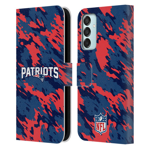 NFL New England Patriots Logo Camou Leather Book Wallet Case Cover For Samsung Galaxy M15/F15 5G