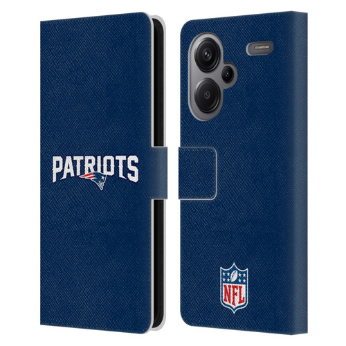 NFL New England Patriots Logo Plain Leather Book Wallet Case Cover For Xiaomi Redmi Note 13 Pro Plus 5G