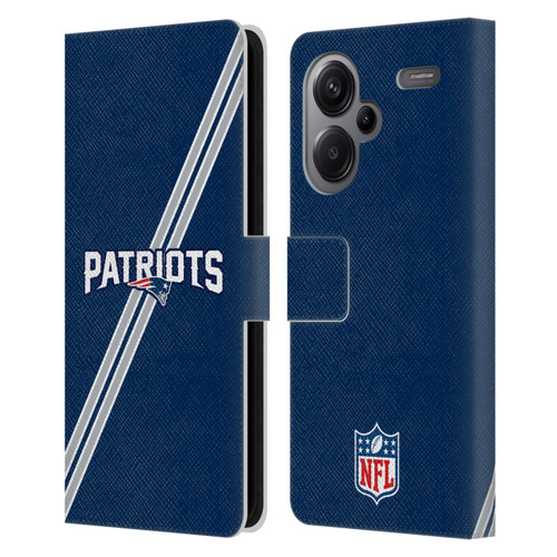 NFL New England Patriots Logo Stripes Leather Book Wallet Case Cover For Xiaomi Redmi Note 13 Pro Plus 5G