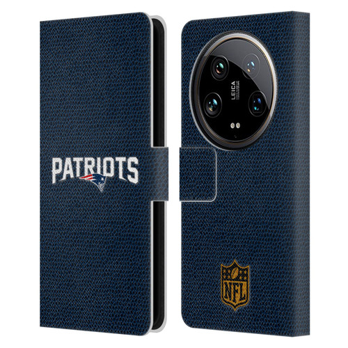NFL New England Patriots Logo Football Leather Book Wallet Case Cover For Xiaomi 14 Ultra