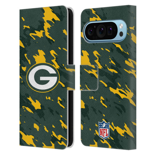 NFL Green Bay Packers Logo Camou Leather Book Wallet Case Cover For Google Pixel 9 / Pixel 9 Pro