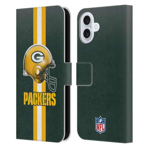 NFL Green Bay Packers Logo Helmet Leather Book Wallet Case Cover For Apple iPhone 16 Plus
