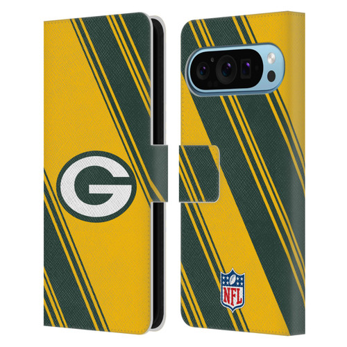NFL Green Bay Packers Artwork Stripes Leather Book Wallet Case Cover For Google Pixel 9 / Pixel 9 Pro