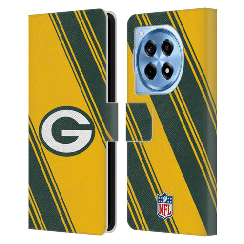 NFL Green Bay Packers Artwork Stripes Leather Book Wallet Case Cover For OnePlus 12R