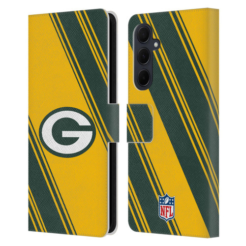 NFL Green Bay Packers Artwork Stripes Leather Book Wallet Case Cover For Samsung Galaxy A35 5G