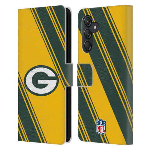NFL Green Bay Packers Artwork Stripes Leather Book Wallet Case Cover For Samsung Galaxy M55 5G