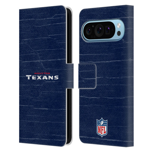 NFL Houston Texans Logo Distressed Look Leather Book Wallet Case Cover For Google Pixel 9 / Pixel 9 Pro