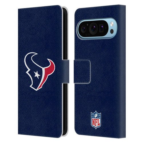 NFL Houston Texans Logo Plain Leather Book Wallet Case Cover For Google Pixel 9 / Pixel 9 Pro