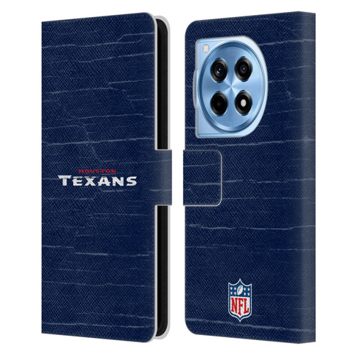 NFL Houston Texans Logo Distressed Look Leather Book Wallet Case Cover For OnePlus 12R
