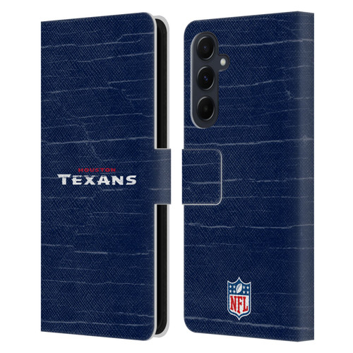 NFL Houston Texans Logo Distressed Look Leather Book Wallet Case Cover For Samsung Galaxy A55 5G