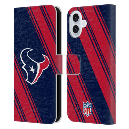 NFL Houston Texans Artwork Stripes Leather Book Wallet Case Cover For Apple iPhone 16 Plus