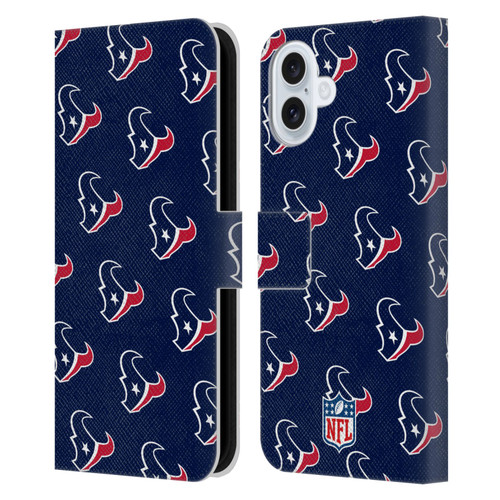 NFL Houston Texans Artwork Patterns Leather Book Wallet Case Cover For Apple iPhone 16 Plus