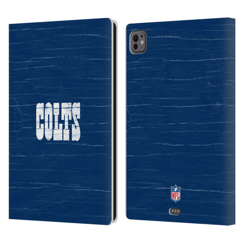 NFL Indianapolis Colts Logo Distressed Look Leather Book Wallet Case Cover For Apple iPad Pro 11 M4 2024