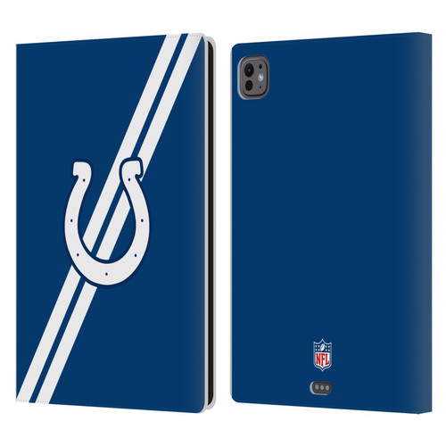 NFL Indianapolis Colts Logo Stripes Leather Book Wallet Case Cover For Apple iPad Pro 11 M4 2024