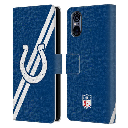 NFL Indianapolis Colts Logo Stripes Leather Book Wallet Case Cover For Sony Xperia 5 V 5G